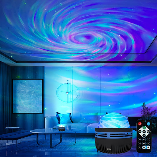 LED RGB Rotating Music Northern Lights Projection Light, Seven Color Projection Light, Room Living Room Bedside Atmosphere Night Light