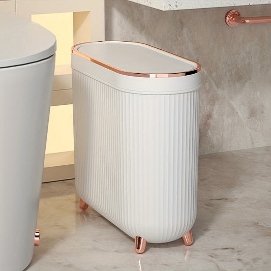 1pc Slim and Sealed Toilet Trash Can with Lid - Perfect for Living Room, Bedroom, and Bathroom - 12.5in x 5.51in x 11.2in