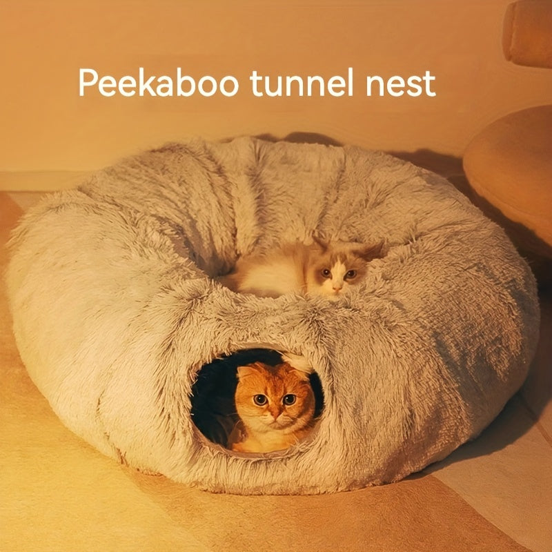 Cat Nest Winter Warm Cat Tunnel Bed, Cama de gato universal Four Seasons, Casa de gato desmontable y lavable