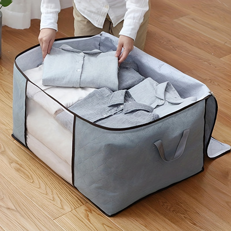 2pcs Extra Large Quilt Storage Bag, Foldable Wardrobe Clothes Storage Bags, Home Blanket Luggage Zipper Organizer Bags