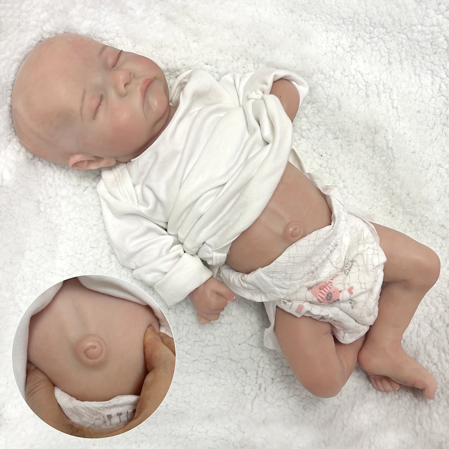 17.72inch Soft Silicone Reborn Baby Dolls - Sleeping Boy & Awake Girl - Perfect Family Gift! , Halloween\u002FThanksgiving Day\u002FChristmas gift