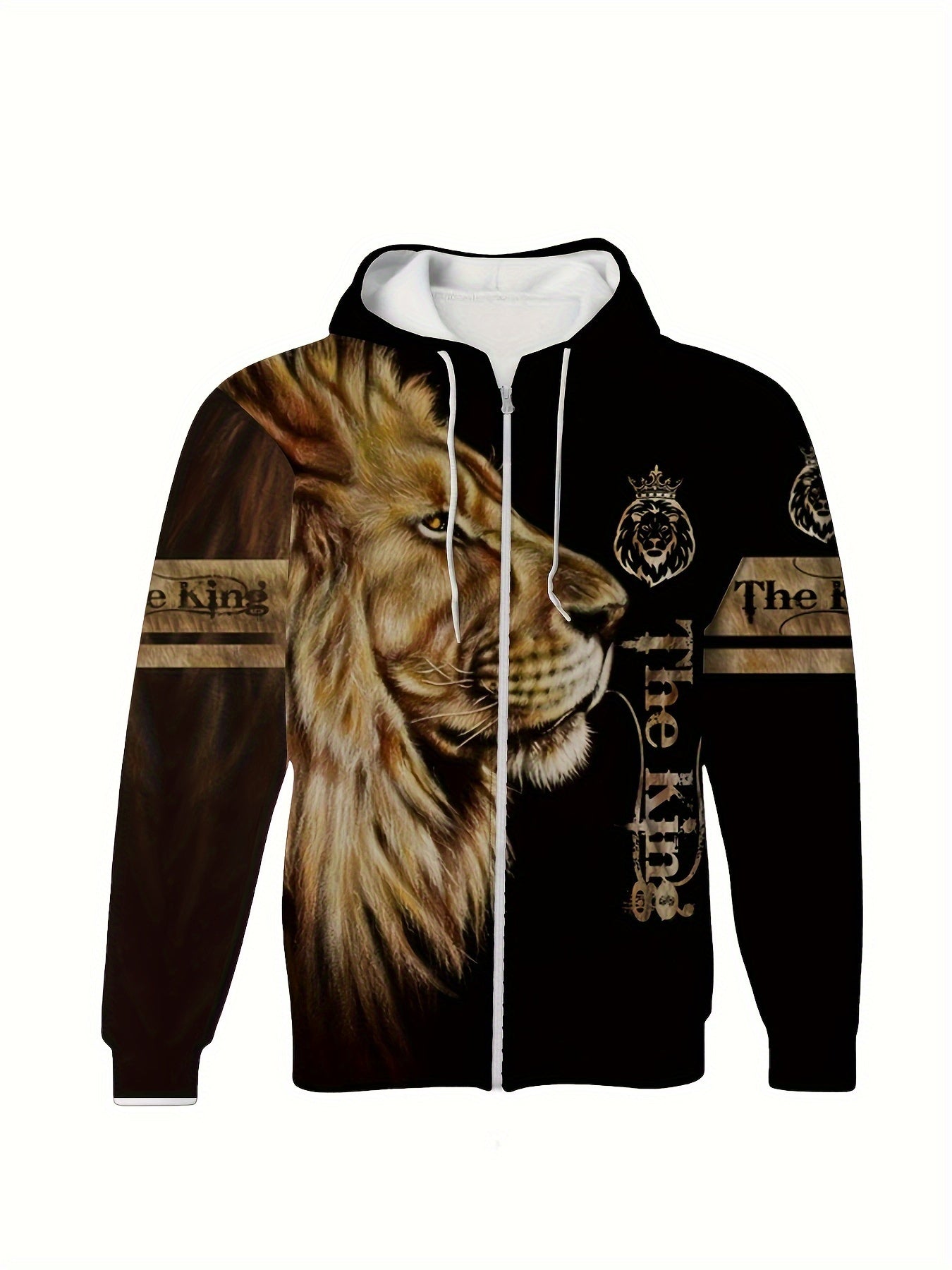 Herren Lion The King Muster Mode Neuheit Pyjamas Lounge wear Set, Hoodie und Jogging hose Set, Langarm Sweatshirts Jogger Hose, Outfits für Männer