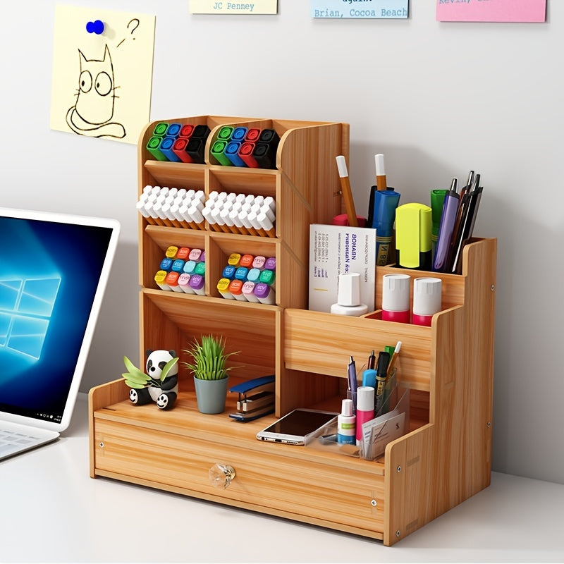 Organisez votre bureau avec cet organiseur de stylos en bois DIY – Porte-stylo multifonctionnel pour le bureau, l&#39;école et la maison !