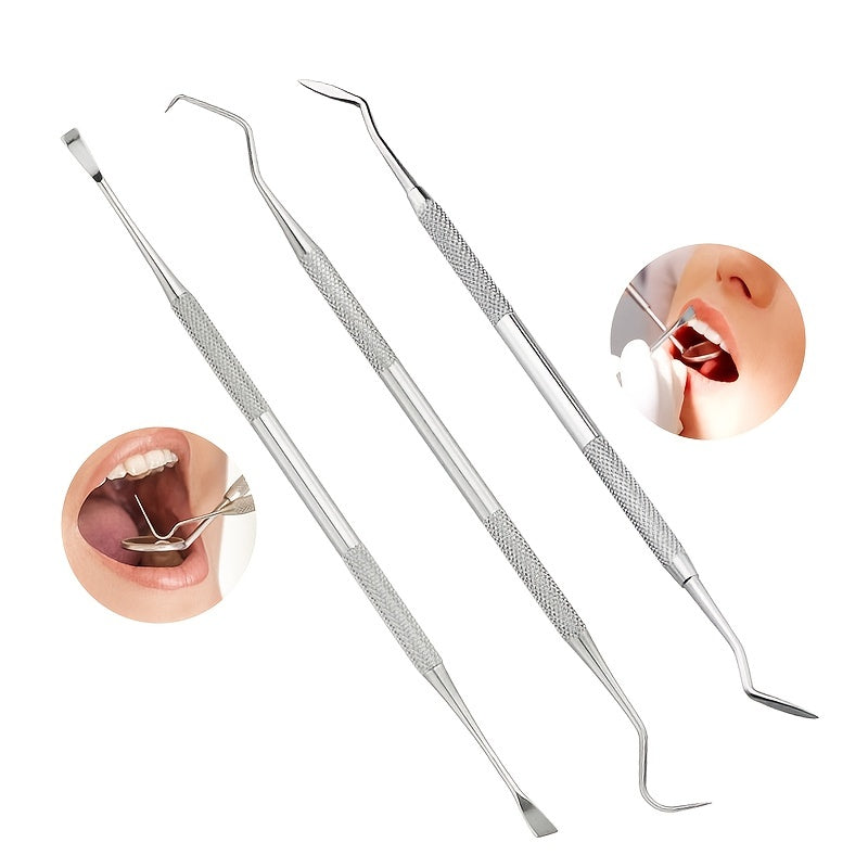 Conjunto de ferramentas dentárias de aço inoxidável, conjunto de 5 peças para cuidados bucais, pinça de aço inoxidável, removedor de palito de dente, mancha de dente e conjunto de proteção de dente de endoscópio