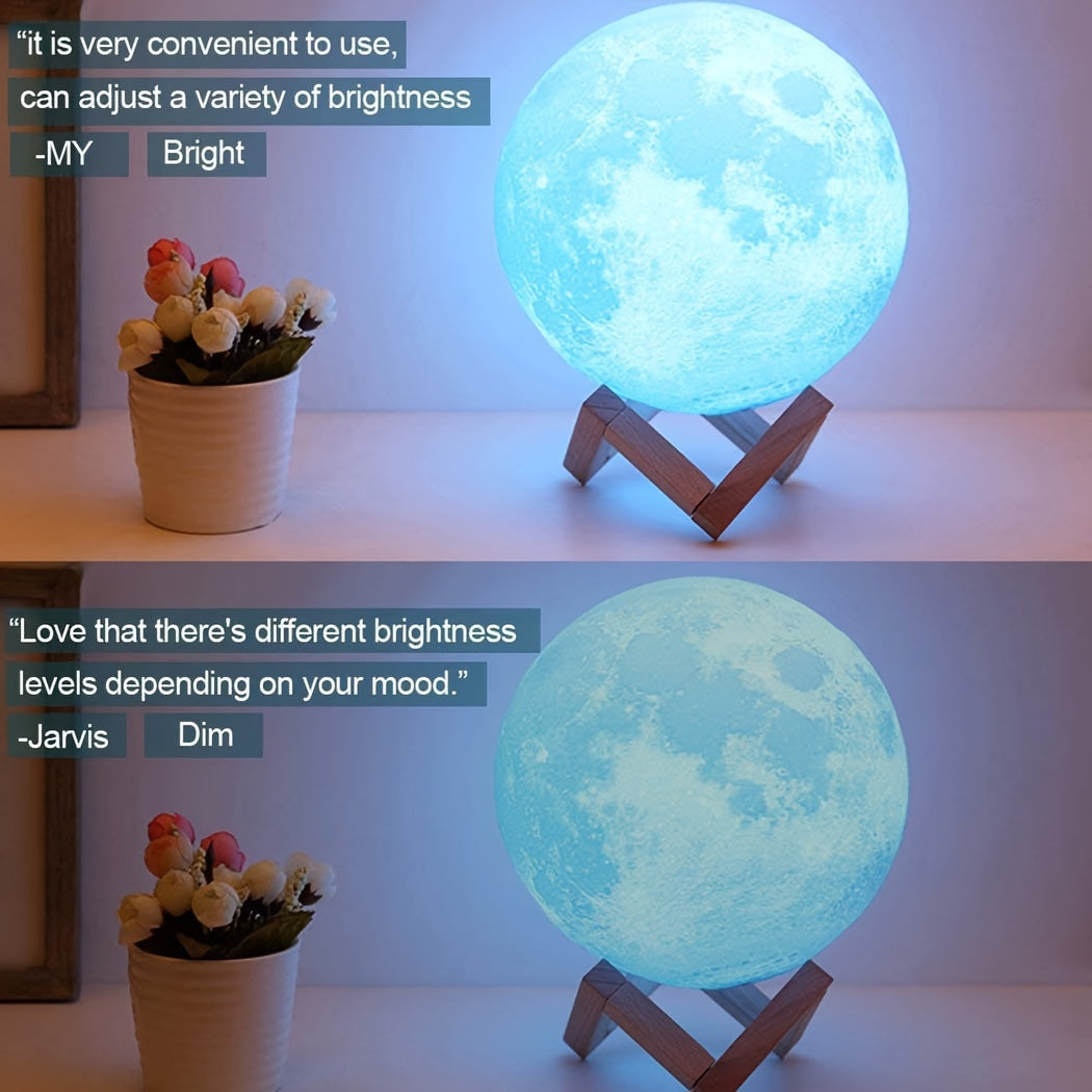 Moon Lamp 2024 Upgraded 128 Colors With Timing Moon Night Light- Wooden Stand & Remote\u002FTouch Control 5.9 Inches Lamp