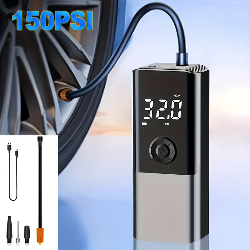 Cordless Car Tire Inflator Pump 150PSI Portable Air Compressor Pump For Car Tire With Battery Tire Pump With LED Light For Car Bike Motor Ball