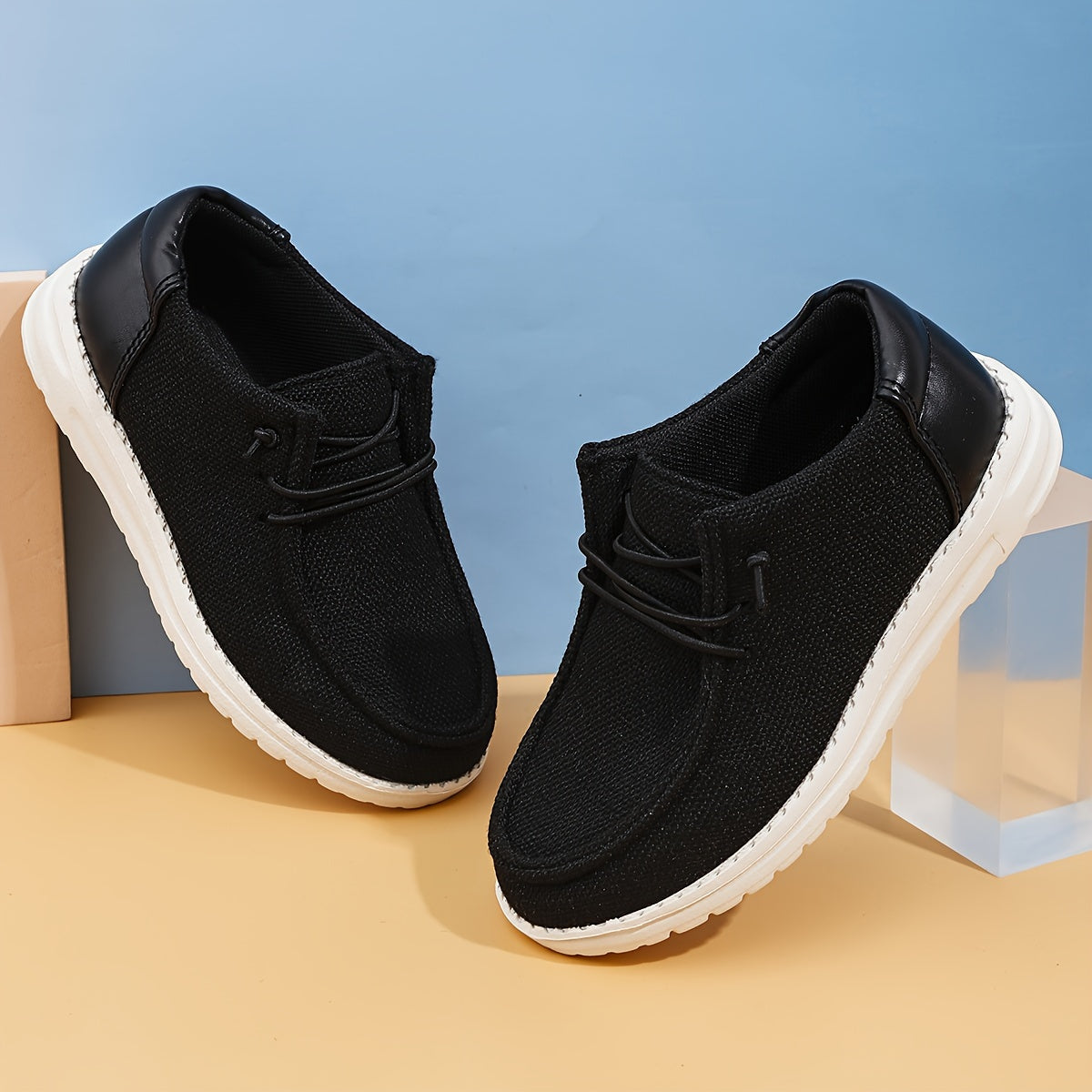 Muchacho de moda sólido tejido punto transpirable holgazán Zapatos, cómodo antideslizante casual sneakers para niños actividades al aire libre