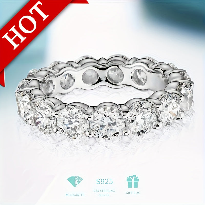 Moissanite Eternity Band Ring 925 Silver Party Wedding Engagement Decor For Women Girls Gifts