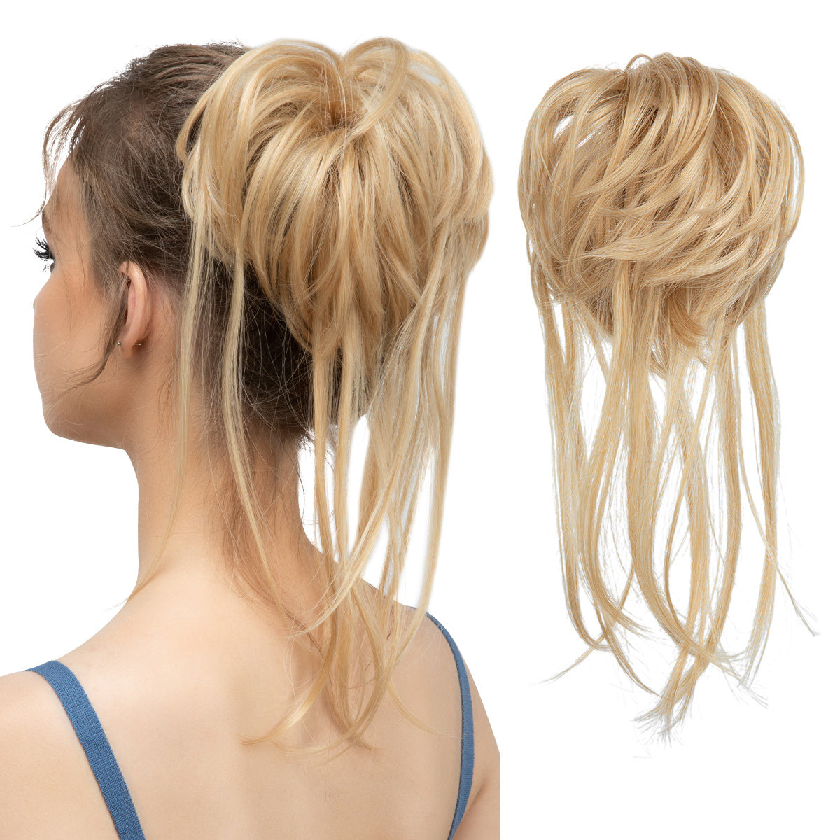 Peça de cabelo bagunçado para mulheres, super longo, desgrenhado, updo, scrunchies, sintético, ondulado, cacheado, extensão de rabo de cavalo, acessórios de cabelo