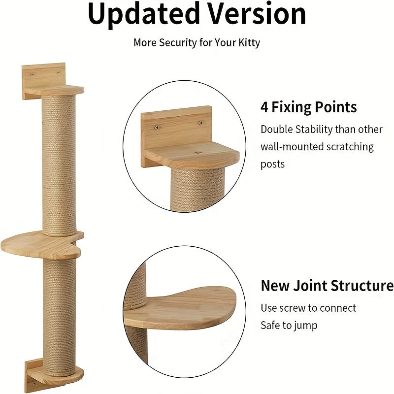 Sturdy Wooden Cat Tree Tower with Sisal Rope Scratching Post and Toy for Indoor Cats - Keep Your Feline Friend Entertained and Happy!