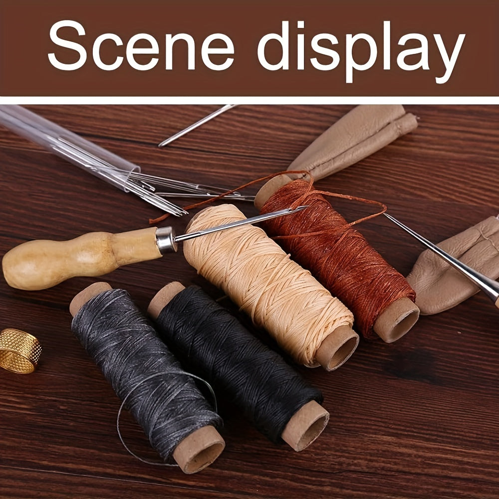 Leather Sewing Kit, Leather Working Tools And Supplies, Leather Working Kit With Large-Eye Stitching Needles, Waxed Thread, Leather Upholstery Repair Kit, Leather Sewing Tools For DIY Leather Craft