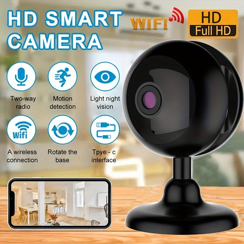 HD Camera Wifi Home Night Vision Two-way Intercom Wireless Monitoring Security IP Camera Two-way Voice Intercom Intelligent Camera App: ICAM365, Intelligent Infrared Night Vision, Motion Detection Alarm, Halloween, Thanksgiving, Christmas And New Year