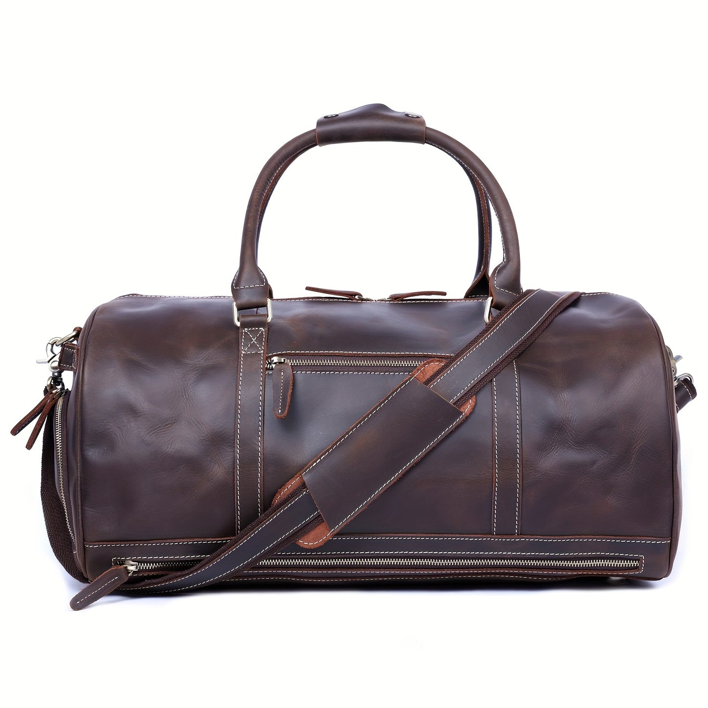 Grande Capacidade Genuine Leather Travel Duffel Bag Cowhide Leather Gym Duffle Crazy Horse Leather Weekender Overnight For Men