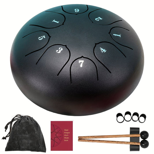 Tongue Drum, Upgraded Steel Tongue Drum 8 Notes 6 Inch, Professional Steel Drum C-Key, Worry Free Drum For Beginner Adult