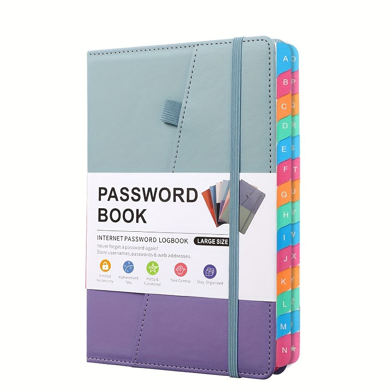 Secure A5 Password Book With Alphabet Tabs - Ideal For Home & Office Internet, Email Login Passwords - Premium Address Manager With Foldable Inner Pocket - Personal Password Organizer