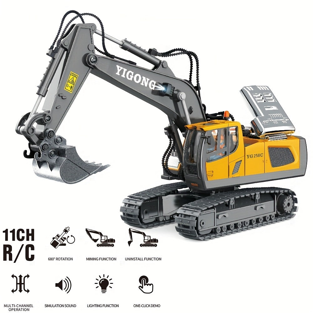 Remote Control Alloy Excavator Dump Truck: Engineering Vehicle Toy Car For Kids' Playtime Fun!