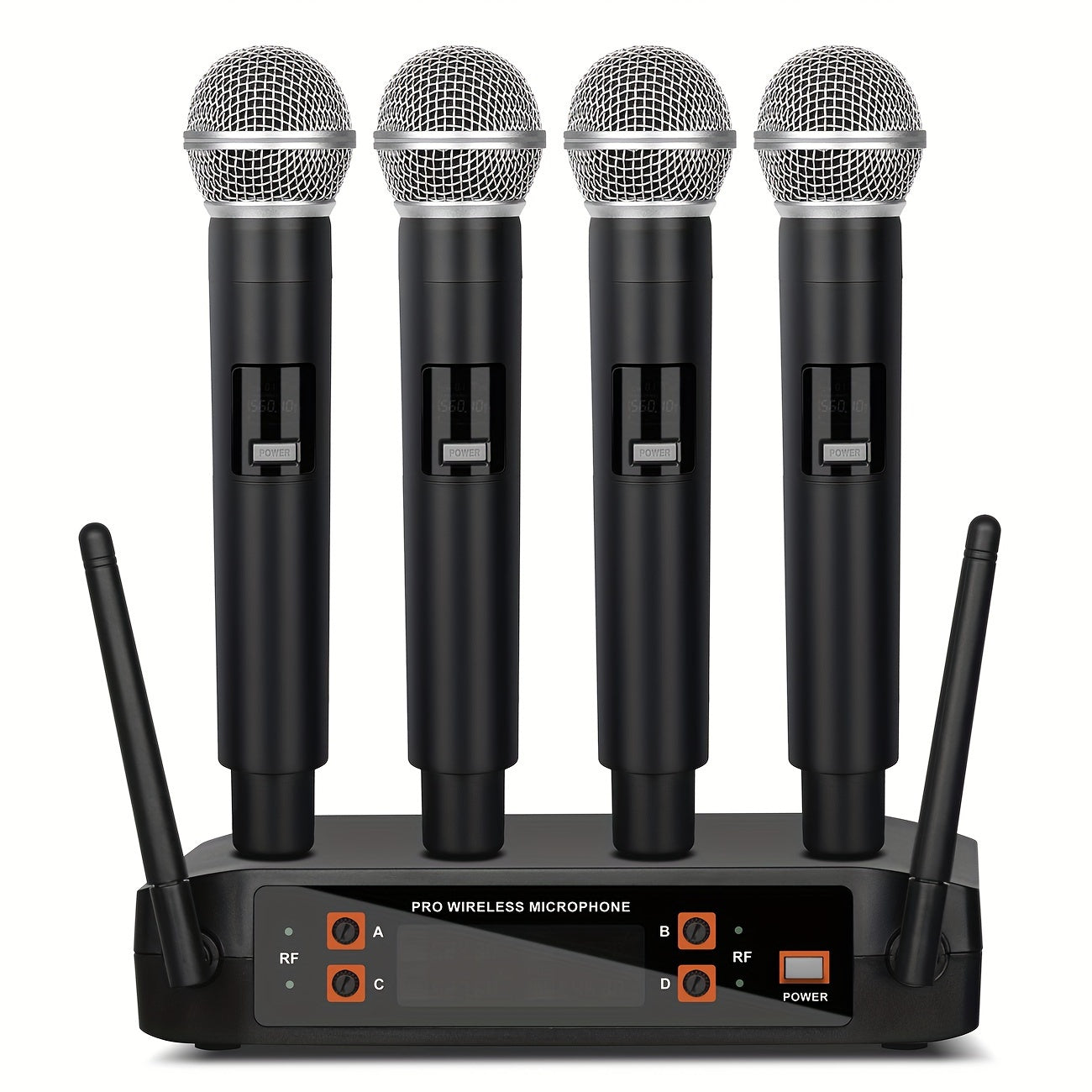 Depusheng DX4 Micrófono inalámbrico, sistema de mano profesional de 4 canales de karaoke para el hogar Karaoke, reunión, fiesta, iglesia, DJ, boda, juego de KTV para el hogar