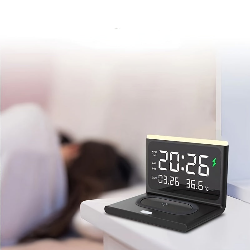 Wireless Charging Multifunctional Creative Six-in-one Portable Night Light Electronic Alarm Bell Alarm Clock