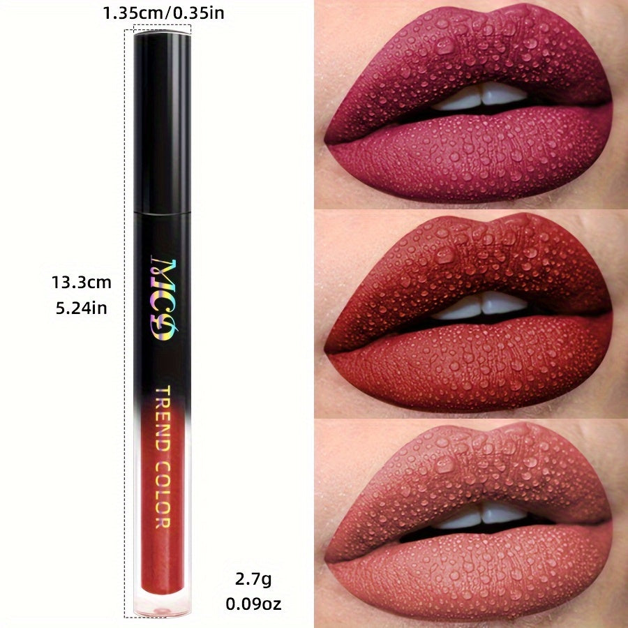 Non-Stick Long Lasting Lip Glaze Non Stick Cup Dark Color Waterproof Non Smudge Color Rendering Lip Mud