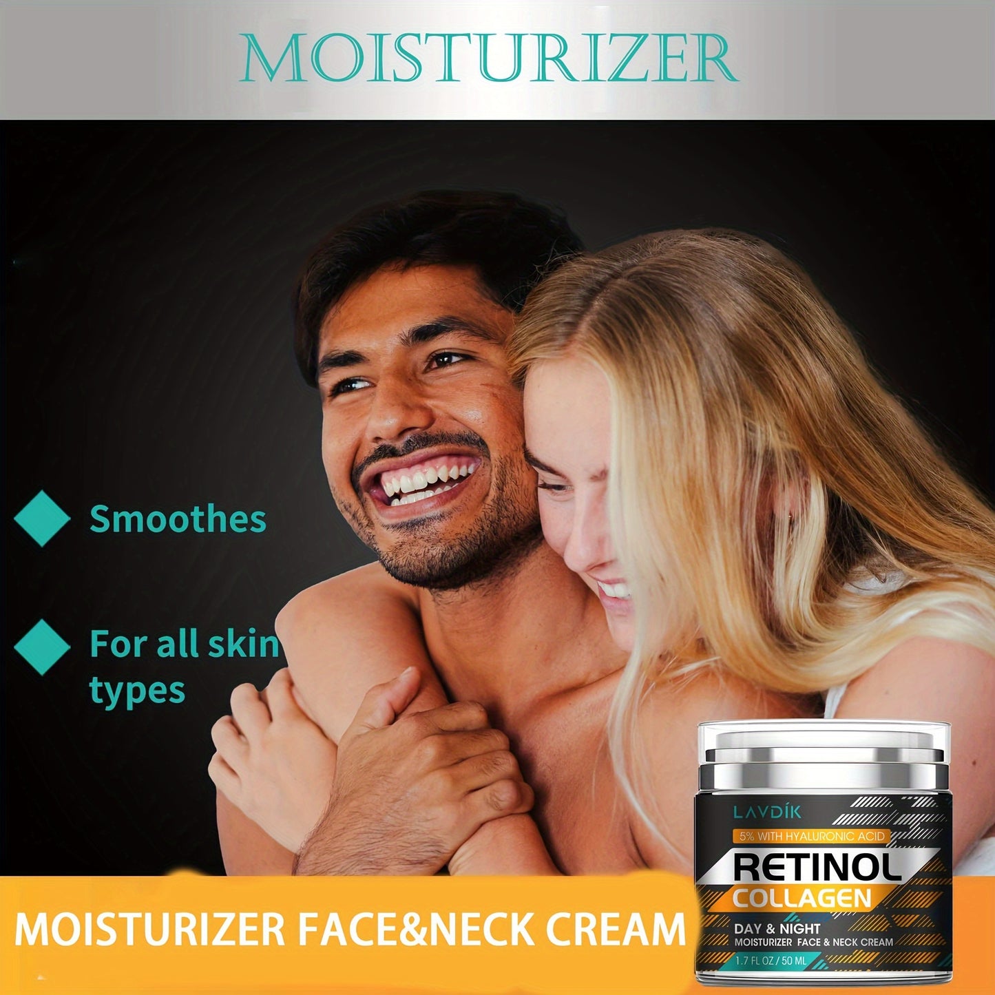 Retinol Cream For Face, Face Moisturizer Collagen Cream, Face Cream With Retinol & Hyaluronic Acid for fine line Wrinkles, & Dark Spots - Natural Wrinkle Moisturizer For Women And Men - Day & Night Face Cream -1.7oz