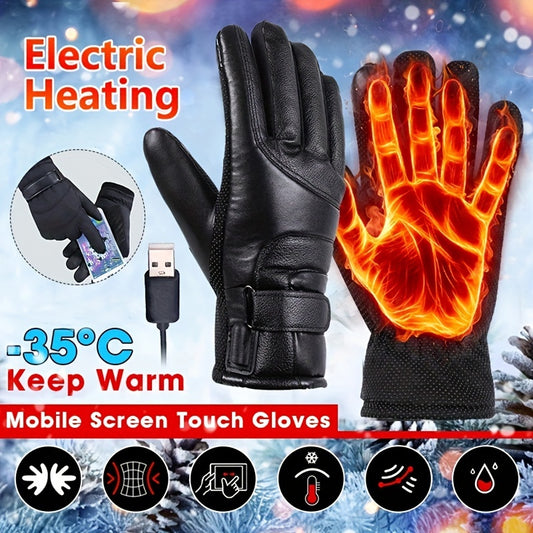 Electric Heated Gloves Powered by USB Power Bank Hand Warmer Heating Gloves Winter Motorcycle Thermal Touch Screen Bike Waterproof Gloves