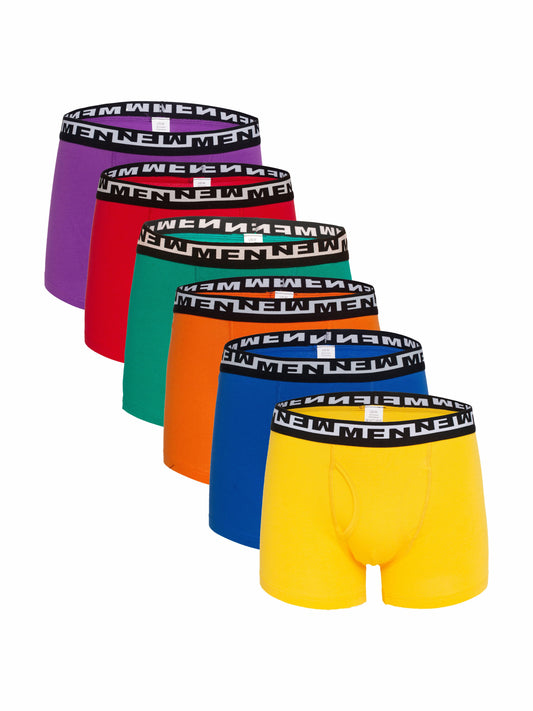 Cuecas boxer masculinas de algodão respirável, 6 peças, confortáveis e ligeiramente elásticas, cuecas masculinas estampadas da moda com mosca