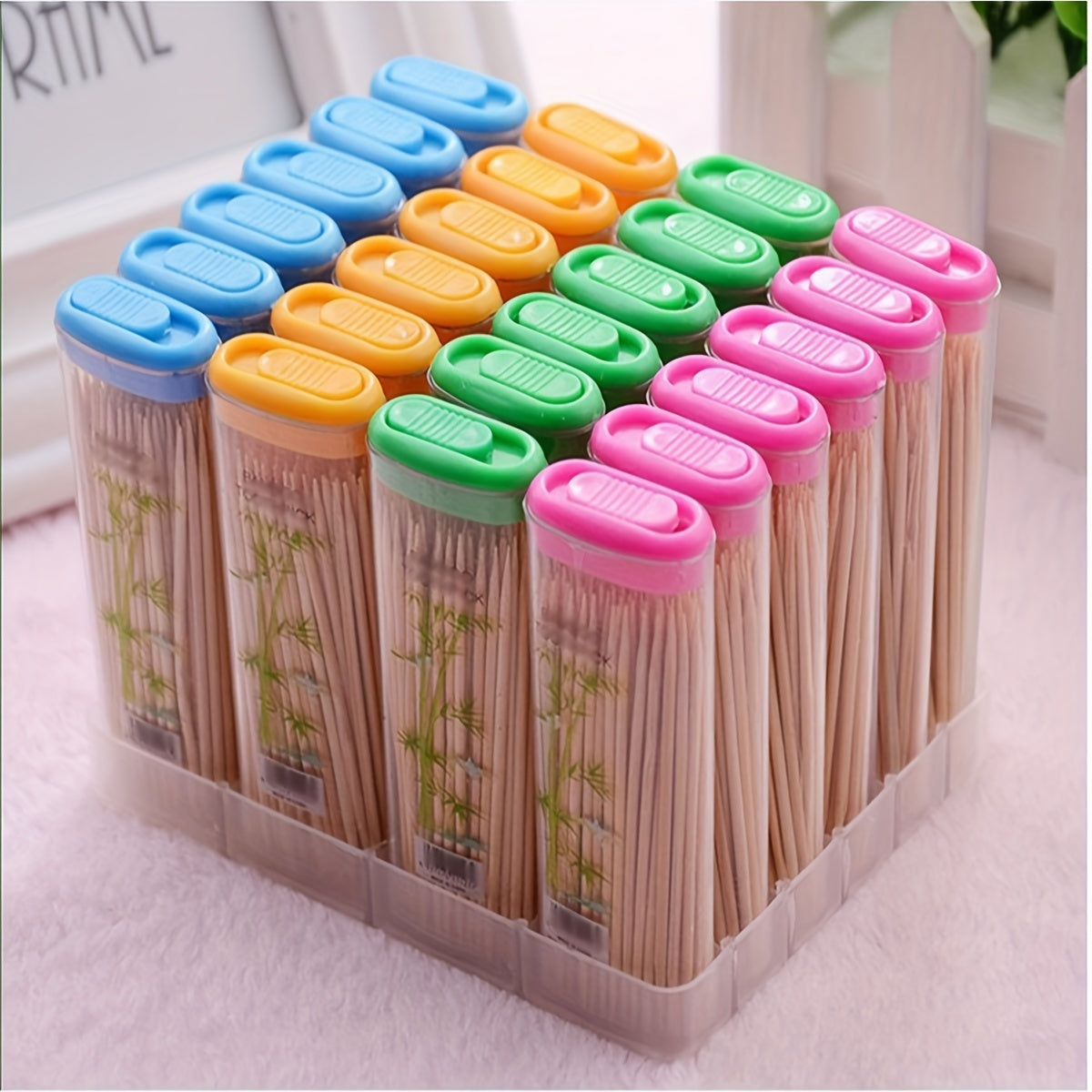 1pc, Bamboo Toothpicks, Disposable Wooden Toothpicks, Multifunctional Toothpicks, Dental Cleaning Toothpicks, Fruit Fork Thoothpicks, Portable Toothpicks For Home Restaurant Hotel, Cleaning Supplies, Cleaning Gadgets, Back To School Supplies