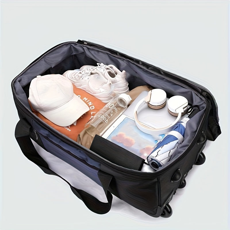 Trendy Large Capacity Pull Travel Bag, Portable Multi-pocket Moving Travel Bag, Perfect Luggage Storage Bag