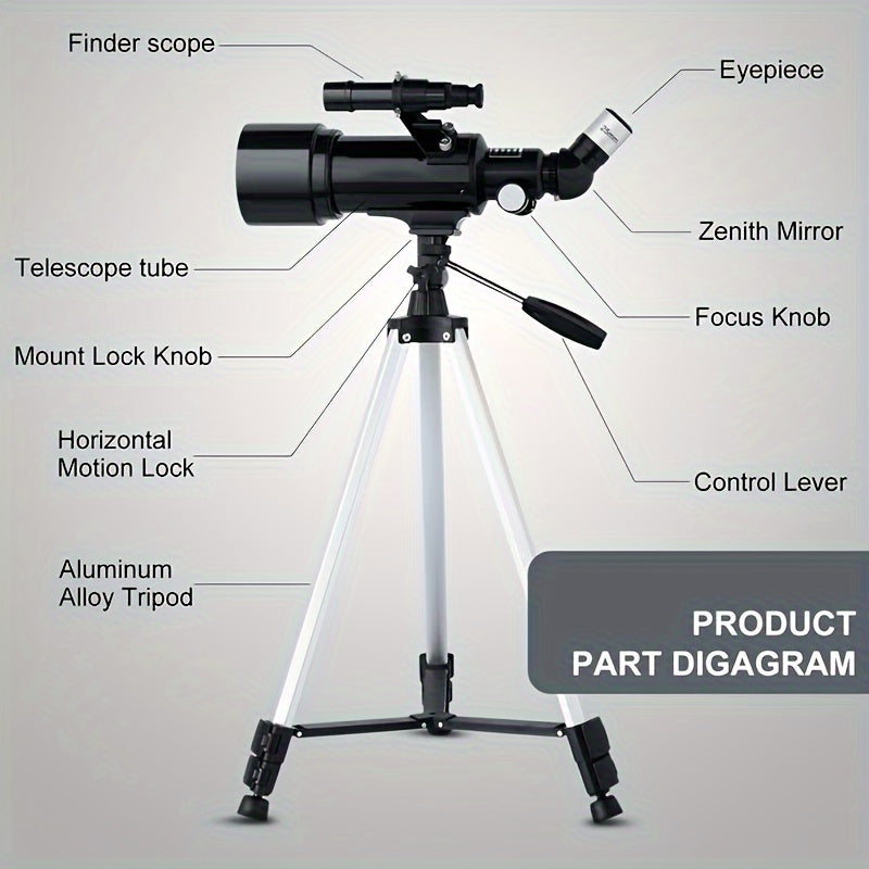 Télescope astronomique 120X pour l'observation des étoiles Moongazing, longueur focale de 400mm calibre objectif de 70mm, imagerie de HD pour l'observation extérieure de voyage de camping d'amoureux d'astronomie