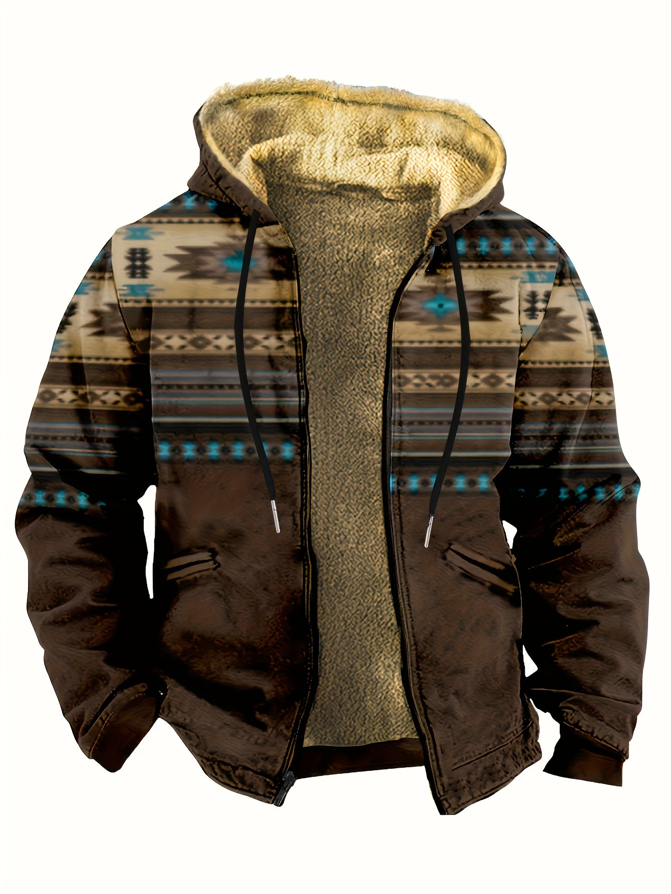 Hombres Casual Warm Thin Fleece Zip Up Hoodie Para Otoño Invierno