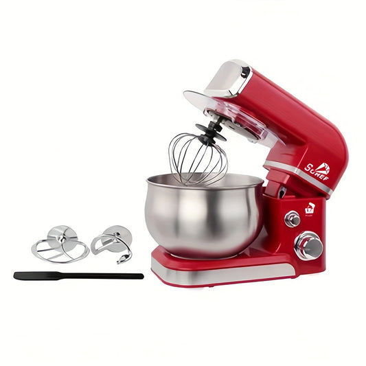 6-Speed Tilt-Head Kitchen Electric Mixer: Fully Automatic Dough Mixer, Household Whisk, Electric Food Mixer, Stand Mixer, Fully Automatic Chef Mixer, Stainless Steel Bowl, Splash Protection