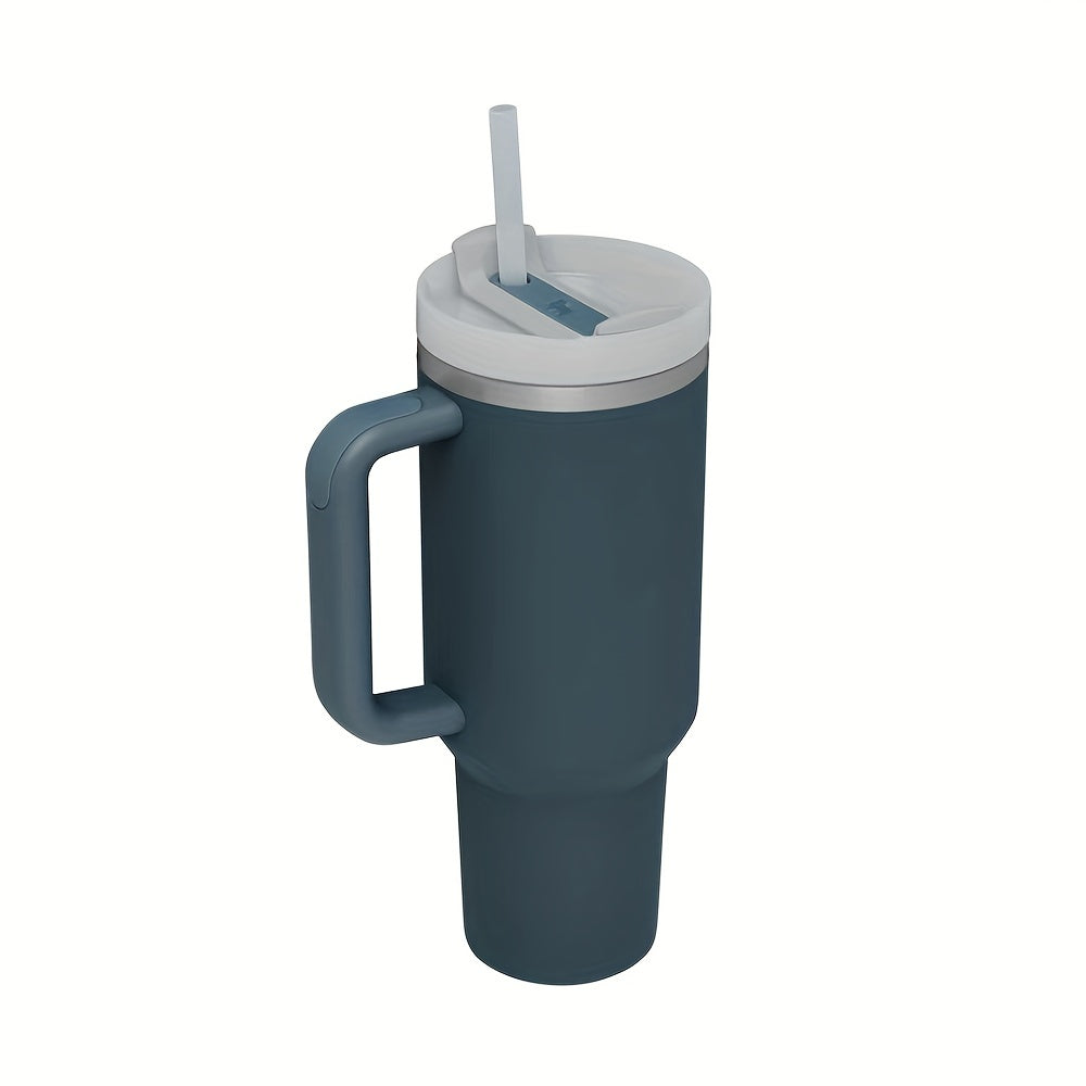 Grande tasse isolée en acier inoxydable de 40oz avec poignée portable et paille-Gardez les boissons froides pendant des heures, guidon double couche amélioré pour une prise en main confortable, conception étanche-Cadeau parfait pour les amateurs de plein 