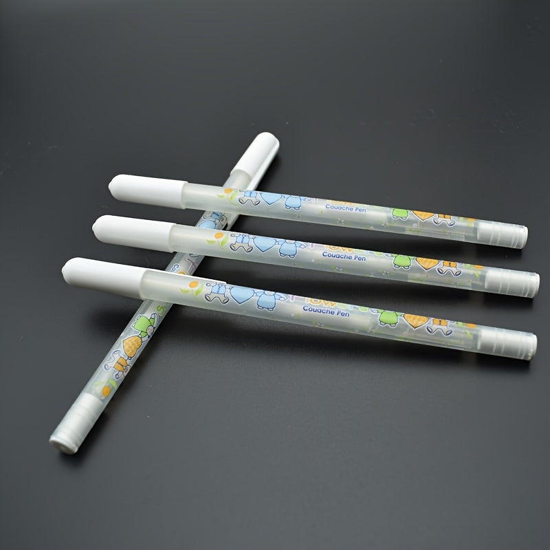 5Pcs White Colored Gel Pens 0.8mm White Ink Marker Ballpen School Stationary Office Supplies