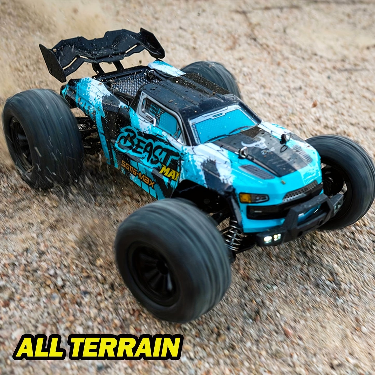 Escala del 1:16 todos los coches rápidos sin cepillo del terreno RC, camión de alta velocidad de 4WD Off Road con el modo ligero de 3 LED, tiempo que juega de 40 minutos, el vehículo de la dirección de 17G Digitaces juega regalos