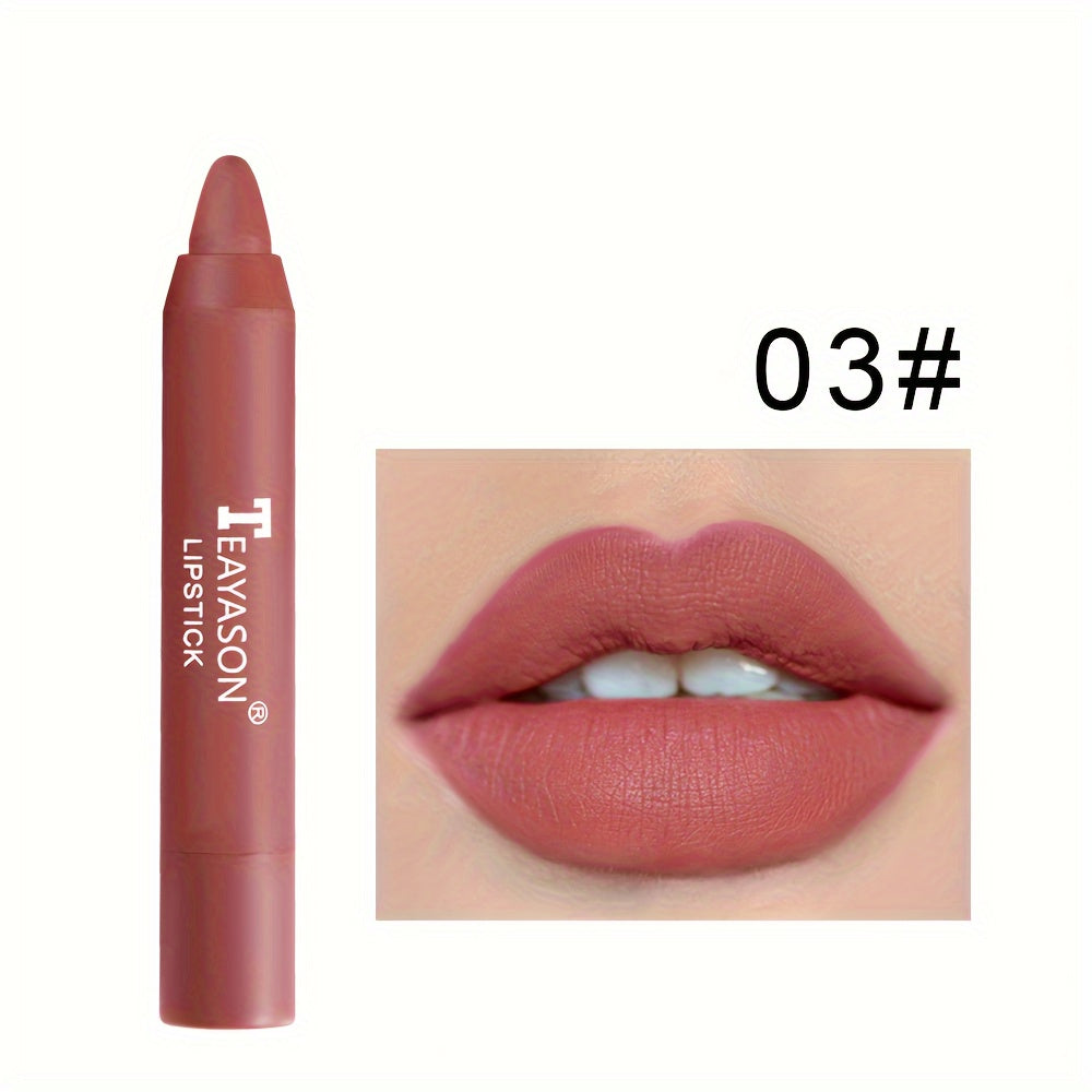 12 colors Matte Moisturizing Lipstick Crayons - Long Lasting, Waterproof, Smooth, Sun Protection, Plumping Effect