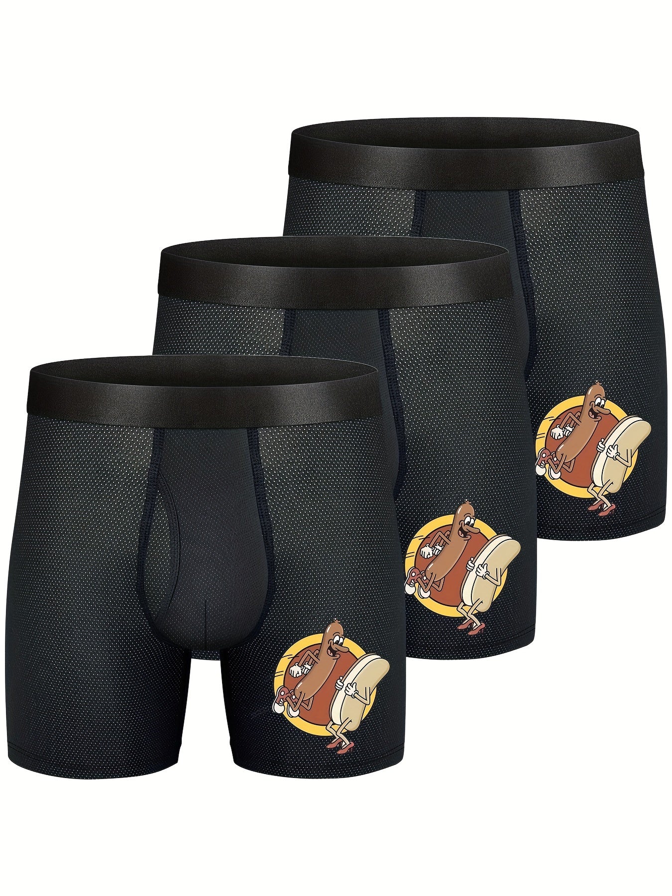 3 peças cuecas boxer longas e confortáveis de malha masculina respirável e atlética, roupa íntima