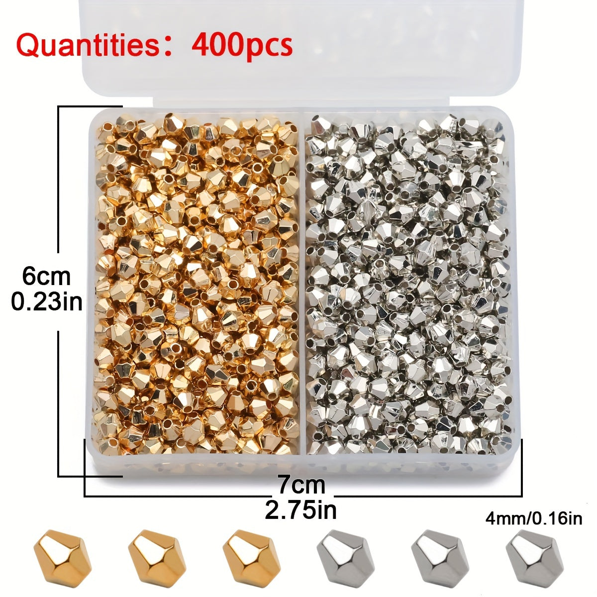 400pcs Two Color Each 200pcs Boxed 4mm Rhombus Electroplated CCB Plastic Loose Beads For Jewelry Making DIY Bracelet Necklace Hand-Knit Semi-Finished Handmade Beaded Accessories