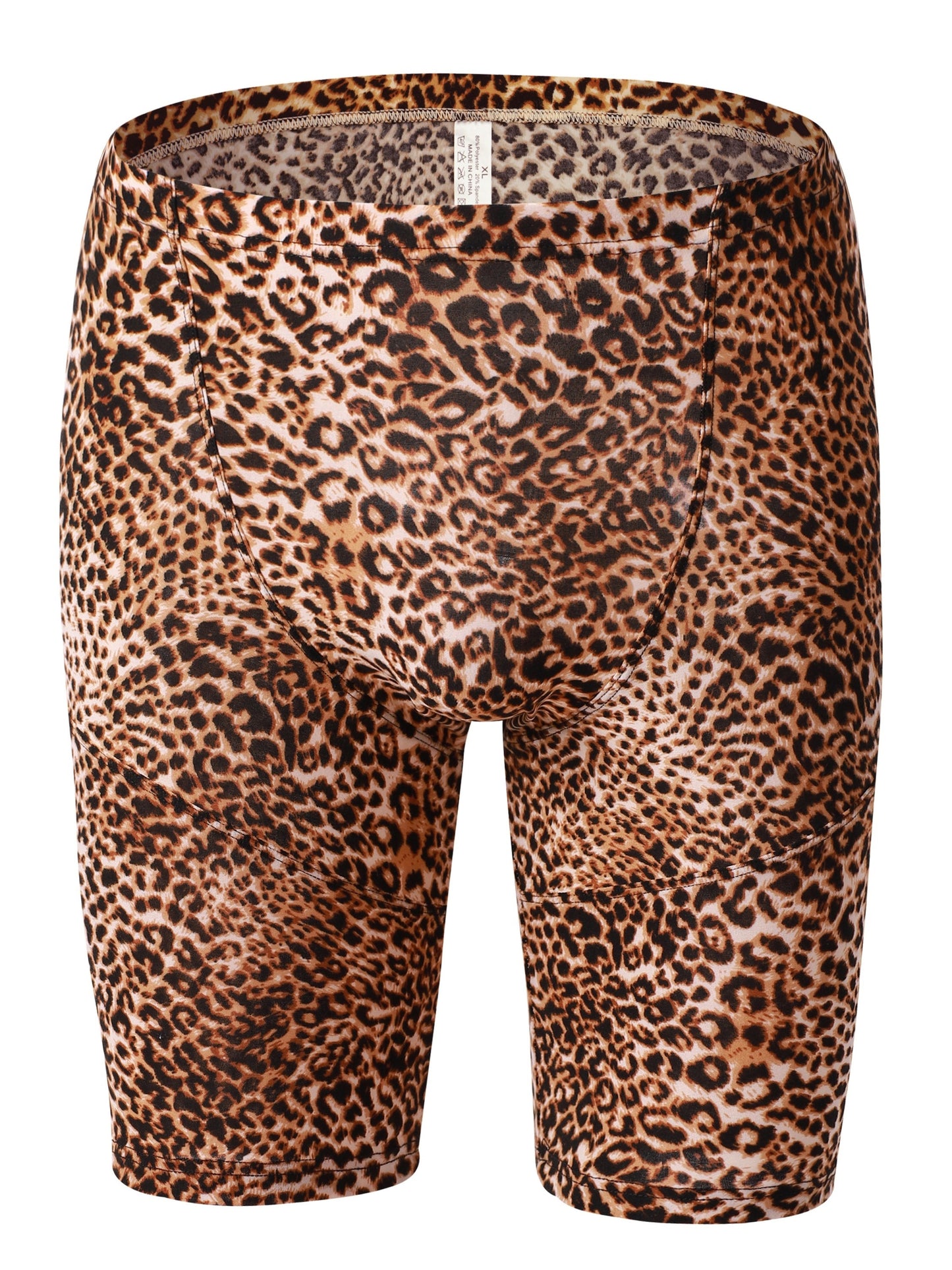 Men's Plus Size Loose Fit Fashion Leopard Print Breathable Comfortable Long Boxer Briefs Underwear Trunks