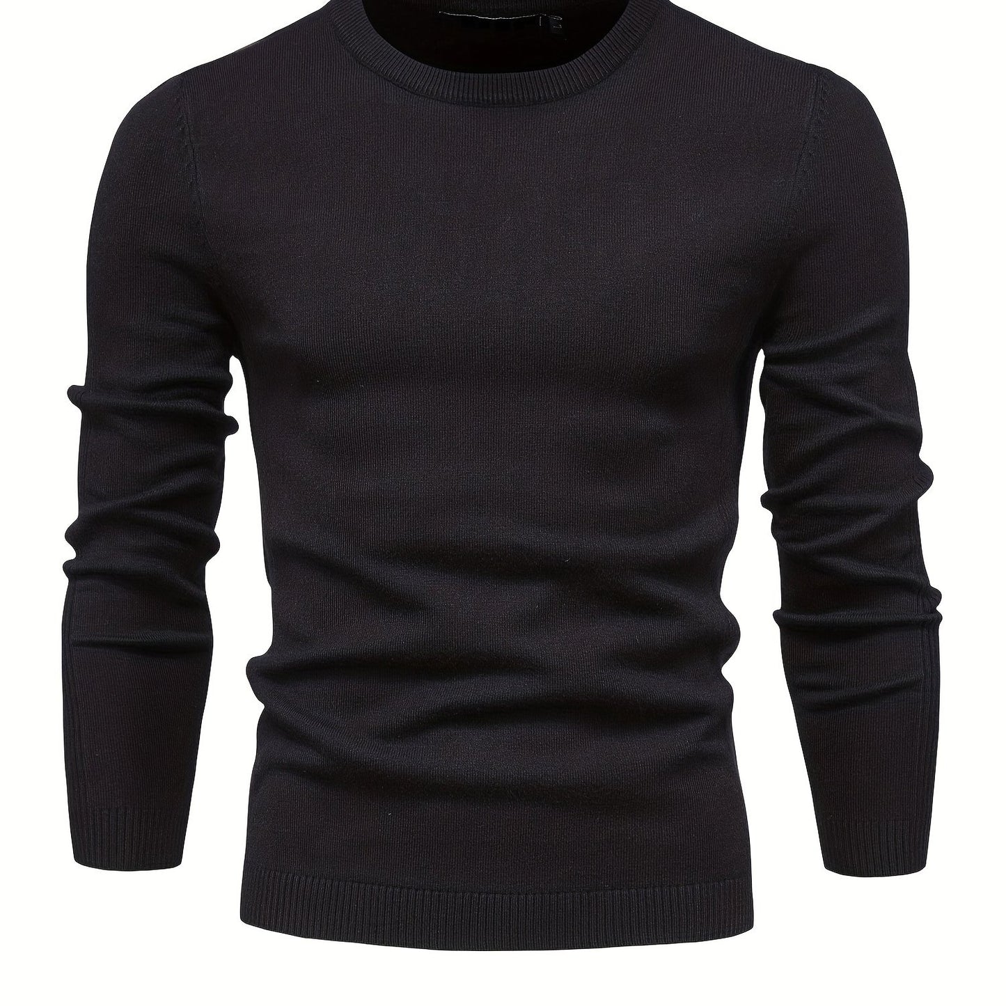 Couleur unie ras du cou des hommes Slim Fit Pull en tricot