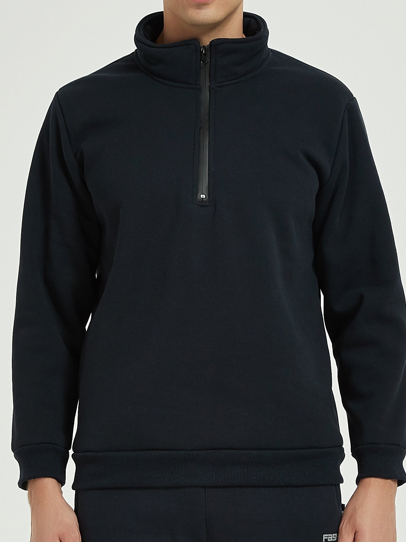 Sudadera con cuello de banda para hombre de talla grande con cremallera para deportes\u002al aire libre, jersey de moda de gran tamaño para otoño\u002Finvierno, ropa de hombre