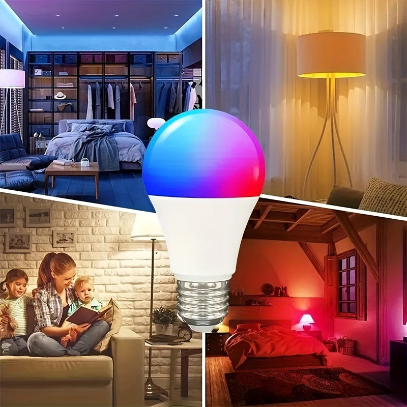 Bombilla inteligente para dormitorio en casa, bombillas inalámbricas con control de aplicación Tuya Smart &amp; Smart Life, bombillas de cambio de color RGB WW CW LED, sincronización de música regulable, A19 E26 9W 800LM, no es compatible con Alexa (a men