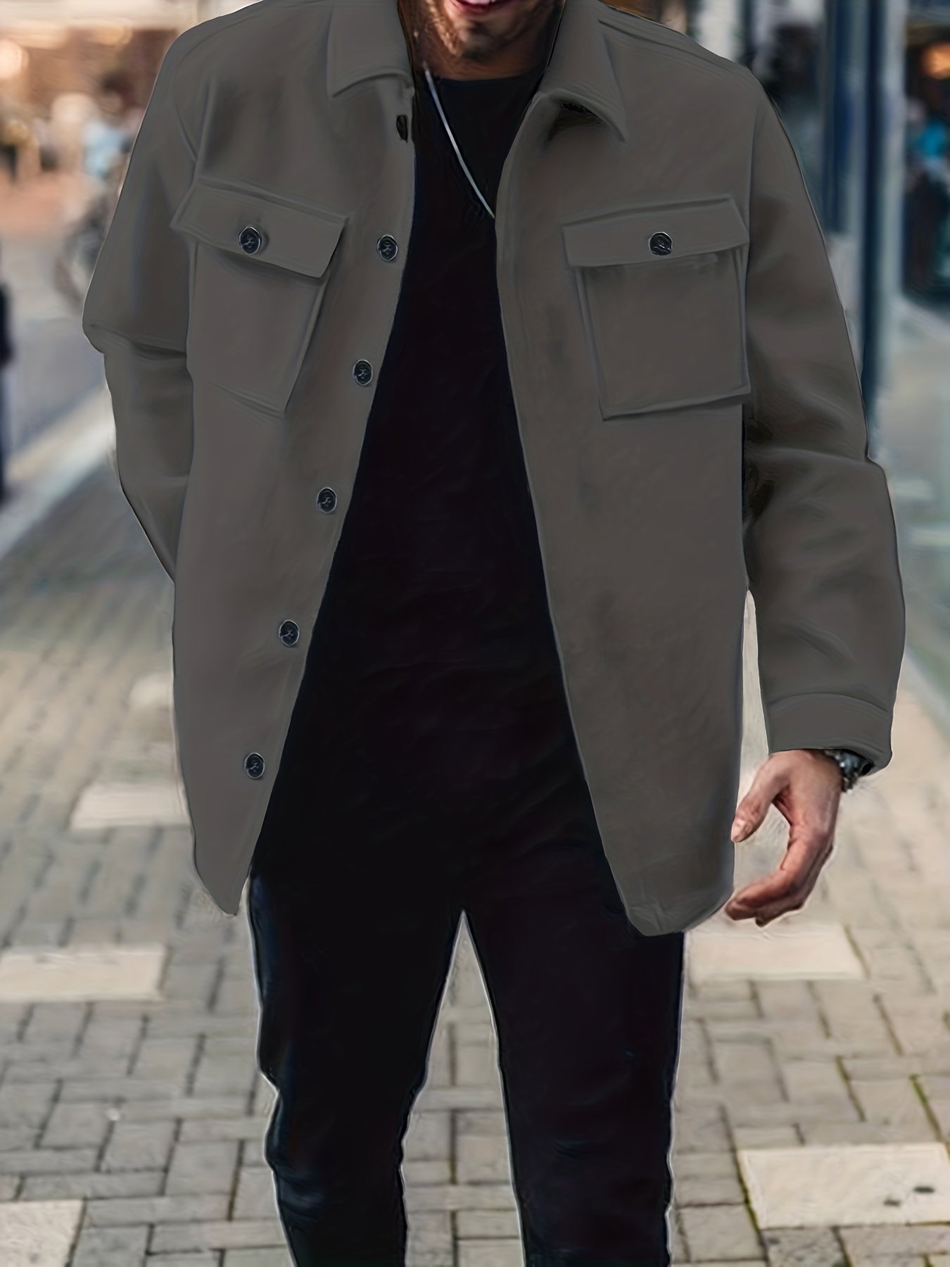 Herren Mode Solid Fleece Jacke mit Taschen für den Frühling \ u002Fherbst, übergroßer Kausal Mantel für große und hohe Männer, Plus Größe