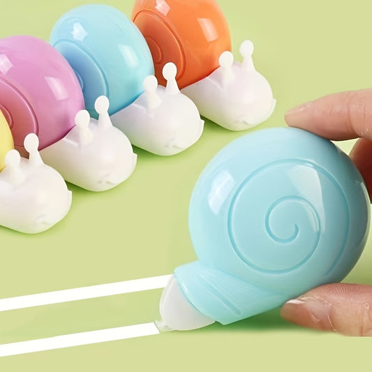 4pcs Of Stationery Large Capacity 0.2×236.2in (5mm×6m) Correction Tape, Small Snail Cute Cartoon Preschool Pupils Correction Tape