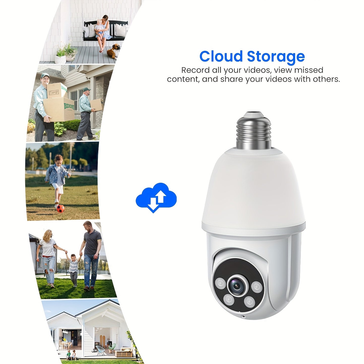 Light Bulb Home Security Camera Wireless Outdoor Indoor WiFi Cameras With Smart AI Human Detection, Instant Alert, Color Night Vision, 355° Pan\u002FTilt Panoramic Surveillance & Two-Way Audio, Based E27