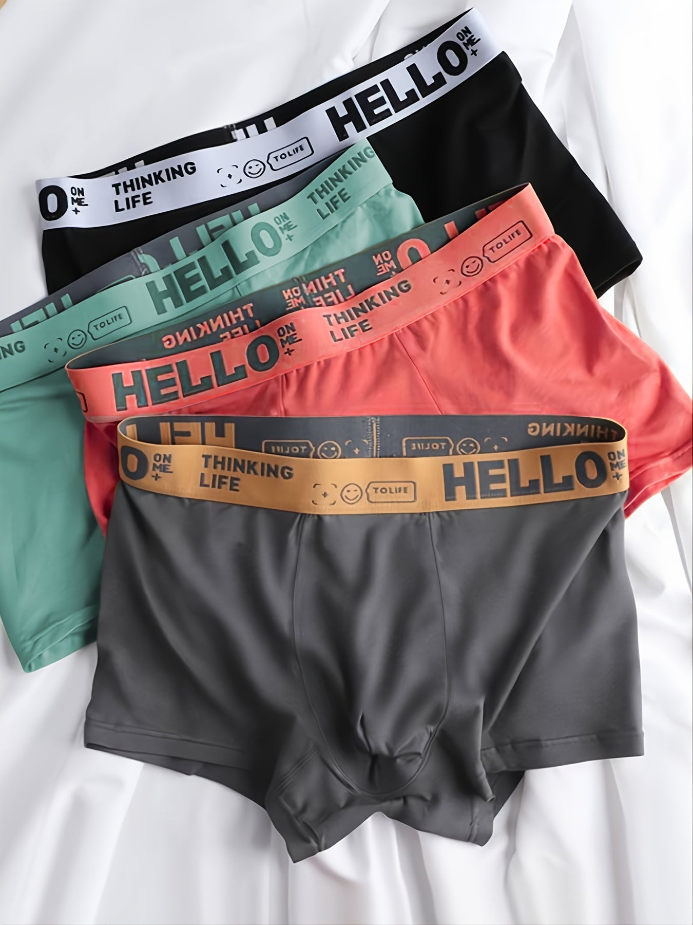 4Pcs Men's cotton Breathable Stretch Boxer Briefs Underwear