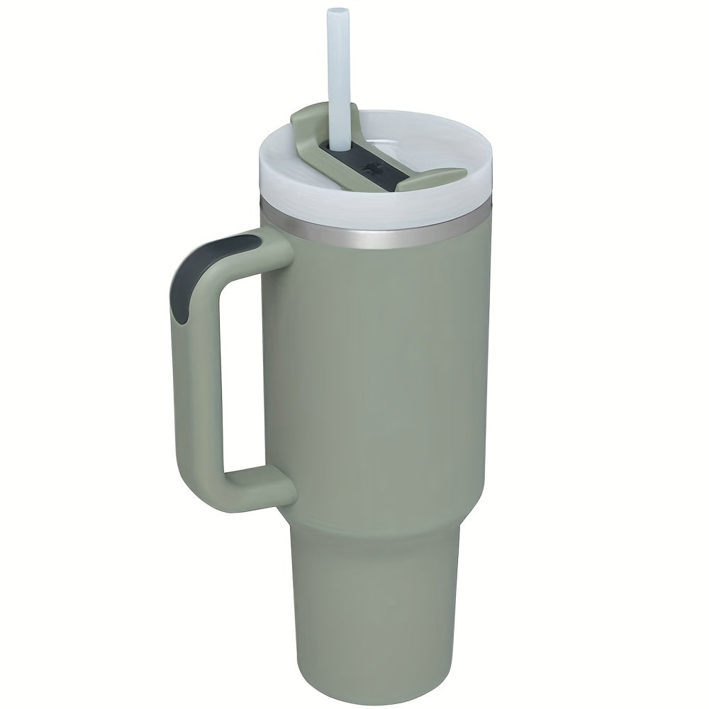 Grande tasse isolée en acier inoxydable de 40oz avec poignée portable et paille-Gardez les boissons froides pendant des heures, guidon double couche amélioré pour une prise en main confortable, conception étanche-Cadeau parfait pour les amateurs de plein 