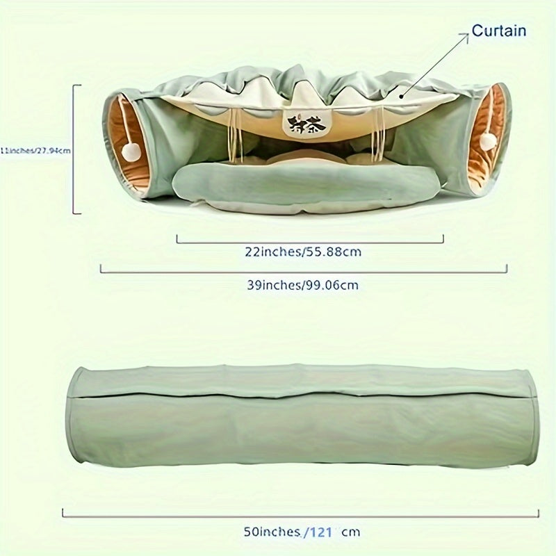 Túnel do gato para gatos internos, tubo do gato com brinquedo lavável dobrável do gato da cama do gato para o pendente médio pequeno do gato aleatório