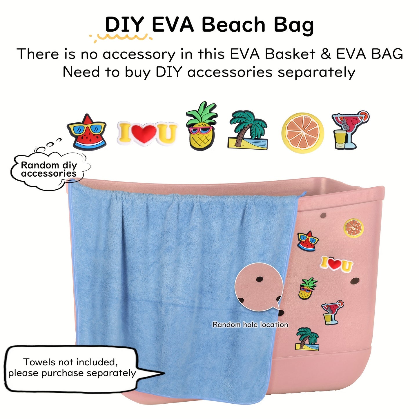 Waterproof EVA Beach Bag, Portable Handbag For Outdoor Sports, Trendy Travel Beach Boat Swimming Tote Bag