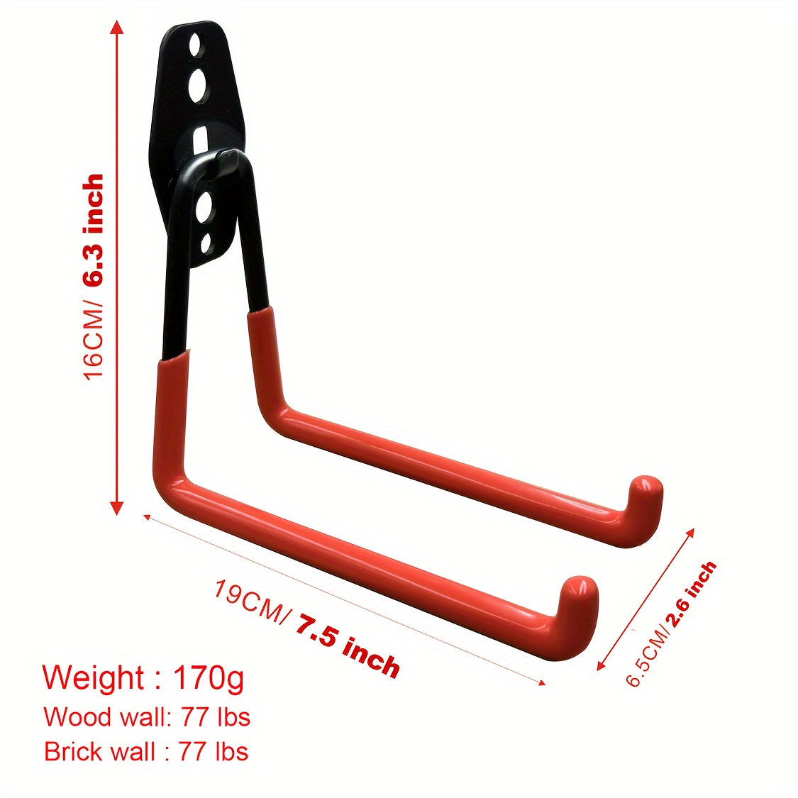 4 ganchos de garagem, ganchos de armazenamento de garagem resistentes, cabides de ferramentas de aço montados na parede, ganchos de armazenamento utilitários com revestimento antiderrapante para ferramentas de jardim, escadas, bicicletas e itens volumosos