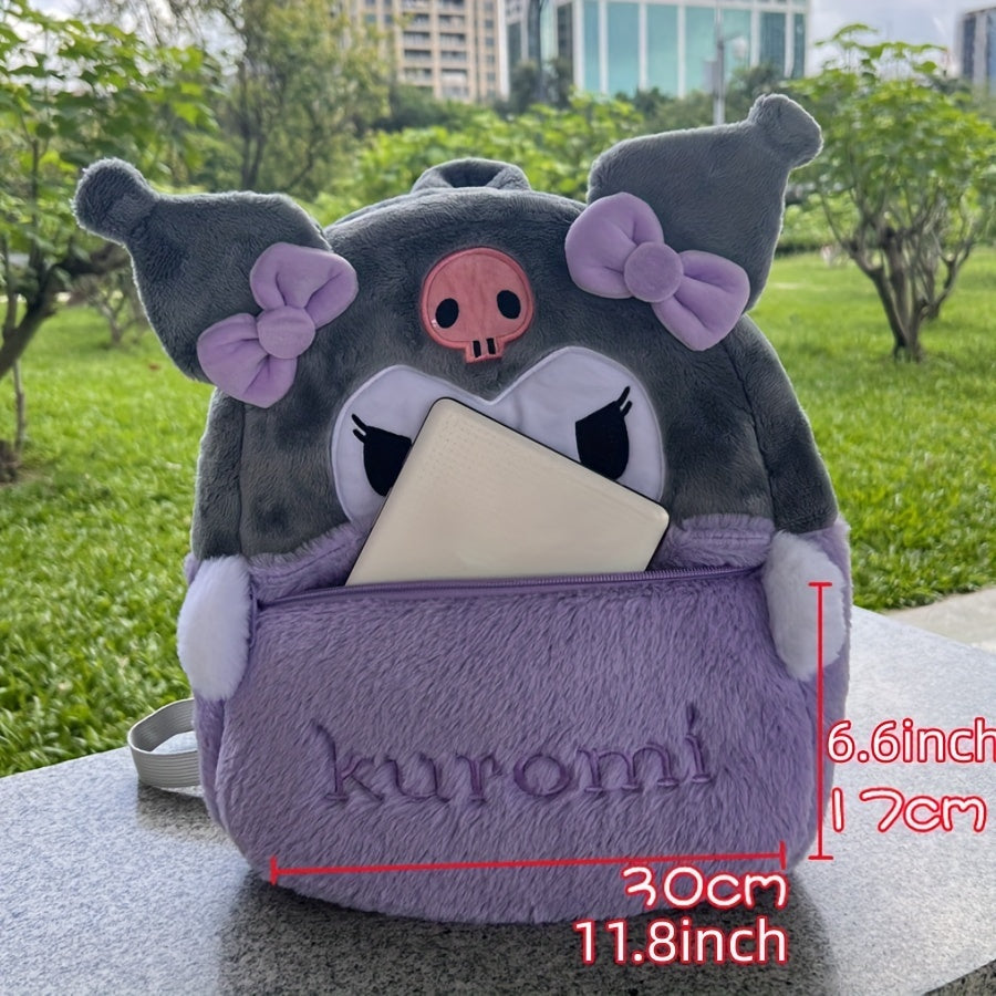 Sanrio Plush Cartoon Backpack, Kawaii Kuromi Melody Large Capacity Schoolbag, Cute Fluffy Shoulder Bag, Birthday Gift Christmas Gift